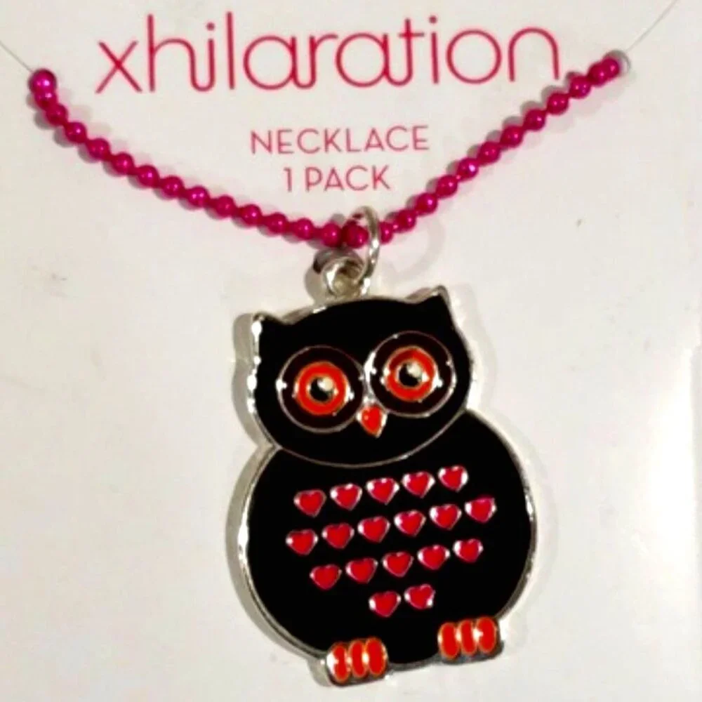 Xhilaration Pink Chain Owl Pendant Necklace - Cute & Fun Women’s Girls Jewelry